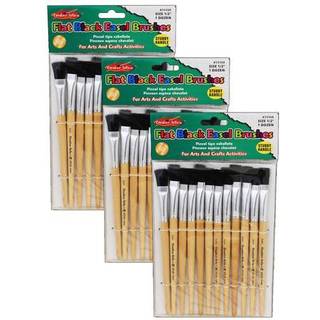 Charles Leonard Flat Tip Easel Paint B?rster Kort stubby h?ndtag 0,50 tommer naturlige h?ndtag Sort b?rste 12 pr. Pakke 3 pakker