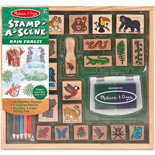 Melissa & Doug Stamp-A-Scene Stamp Set: Rain Forest-20 Tr?stempler 5 farvede blyanter og 2-farvestempelpude