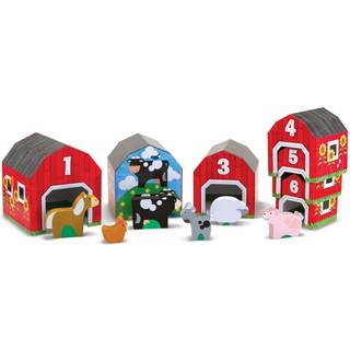 Melissa & Doug Nesting and Sortering Barns and Animals med 6 nummererede lader og matchende trægyr - Numbers Læring af legetøj Sortering og stabl