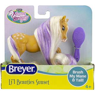Breyer Horses Mane Beauty Li'l Beauties | Solnedgang | Børnebar gylden blond og lilla manke og hale | 4.25 """" L x 3,25 """" H | Model #7411 Brown