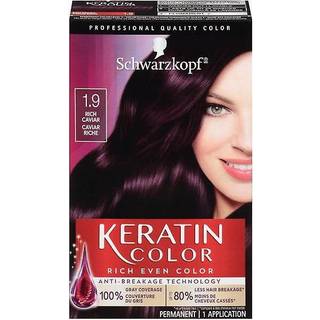 Schwarzkopf Keratin Color 1.9 Rich Caviar Permanent hårfarvecreme - Dækker gråt hår, Forfarve-serum, Op til 80% mindre hårskader, Jævn farve