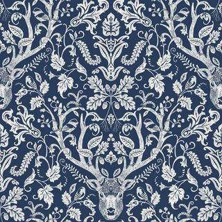 Nuwallpaper NUS3680 Navy flugt til skovskalet og stick tapet blå