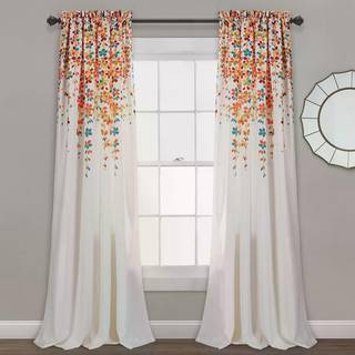 Frodig indretning gr?dende blomster rene vinduesgardiner panel s?t til stue spisestue sovev?relse (par) sheers turkis & mandarin