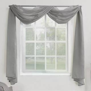 Nr. 918 53566 Emily Sheer Voile Rod Pocket Curtain Panel Valance Scarf Charcoal