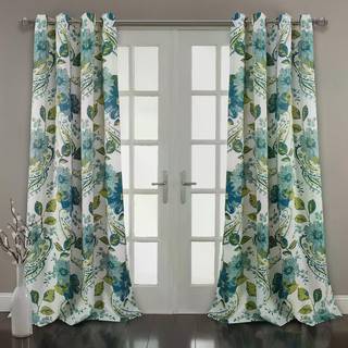 Frodig indretning blomster paisley lys filtreringsvindue gardin panel par 52 """" w x 95 """" l blå