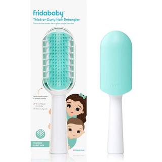 Frida Baby Detanglerbørste til Tykt eller Krøllet Hår til Børn - Fjerner Knuder Uden Gråd med Stærke og Bløde Børster + Beskyttelsesdæksel