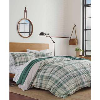 Eddie Bauer - King Duvet Cover Set Cotton Reversible Bedding With Matching Shams Plaid Home Decor for alle s?soner (Timbers Evergreen King)