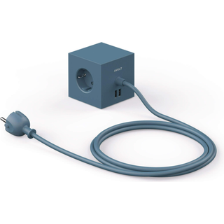 Strømudtag Square 1 - Magnet, 3 el + 2 USB-A, Farve Ocean Blue