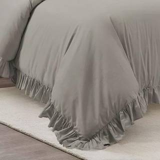 Lush Decor Reyna Ruffle 100% bomuldsduvet -dæksæt - 3 stykker Hyggeligt flæset sengetøjssæt - Tidløs elegance og komfort - Fuld/ dronning hvede