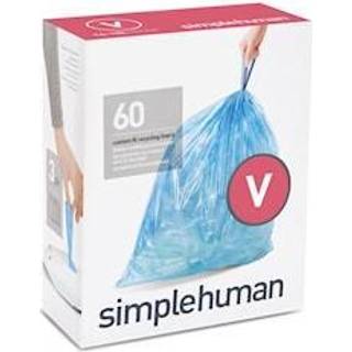 SimpleHuman Code v 60 Count ?gte tilpassede fit-liners DrawString papirkurven i dispenserpakker 16-18 liter / 4,2-4,8 gallon bl?
