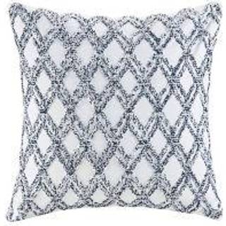 Ink+Ivy Riko Mid Century Modern Cotton Square Decorative Pillow Sofa Pushion Lumber Back Support 20 """" X20 """" Tekstured Diamond Navy/White