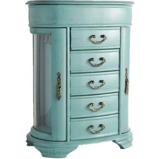 Elveblest og honning daphne oval glas turkis smykker bryst smykker arrang?rboks sag spejlet opbevaring