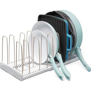 YouCopia Storemore Expandable Cookware Rack Justerbar panarrangør til køkkenskab opbevaring Hvid
