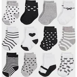 Hudson Baby Unisex Cotton Rich Newborn og Terry Socks Girls Gray Black 12-24 måneder