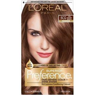 Loreal Paris Superior Pr?ference Fade-Defying + Shine Permanent Hair Color 5CG Iced Golden Brown Pack med 1 h?rfarve