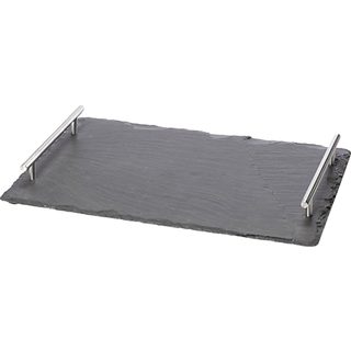 Oenophilia skifer ostplade med rustfrit st?l h?ndtag charcuterie fad serveringspladebakke til ostekrakkere og k?d