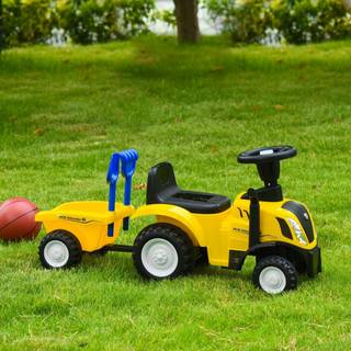 HOMCOM Compatible Baby Toddler Sliding Car NEW HOLLAND Licensed Foot to Floor Slider w/ Horn Storage Steering Wheel for 12-36 Months Yellow Aosom UK