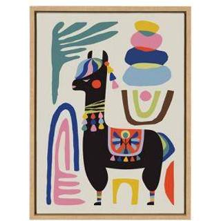 Kate og Laurel Sylvie Llama Mesatawe indrammet l?rred af Rachel Lee 18x24 Naturligt finurligt abstrakt v?gindretning