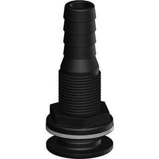 Skroggennemføring til slange TruDesign Skin Fittings with Tails, komposit, lige, buet, 50 mm, G 1 1/2" (BSP) til 38 mm (1 1/2") slange, sort