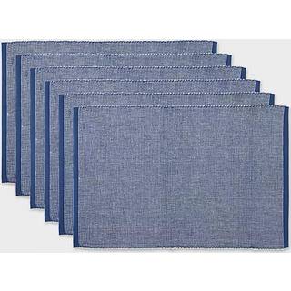 Dii Navy & White 2-tone ribbed placemat (s?t af 6)