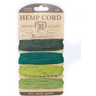 Hemptique Hemp Cord 4 Color Cards - Made With Love - Crafters No. 1 Choice - Eco Friendly - Plant Hanger - Scrapbooking - Gardening - Macram? - H