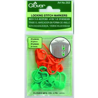 Clover Markeringslåse (orange/grøn) 20 stk. Bruges til markering på maskerne af strikketøjet. Designet så de ikke falder af.