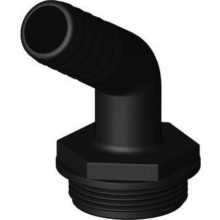 Slangnippel TruDesign Aquavalve Tails, komposit, vinklet 120°, 1 1/2" G (BSP) (udvendig) til 1" (25 mm) slange, sort