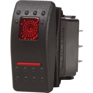 Strømafbryder Blue Sea Systems Contura II Switch DPDT, 2-polet, På-Av-På, 20 A (12 V) / 15 A (24 V), med belysning, sort