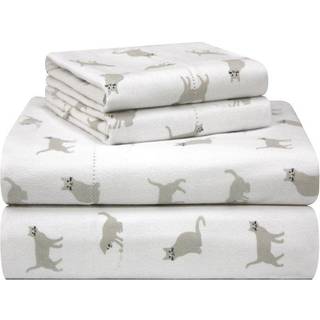 PoinTeaaven 180 GSM Velvet Feel Luxury 100% Cotton Printed Flannel Sheet Set King Cats - Warm & Cosy - Pre -shrunk -deep lommer - Elastisk alt om