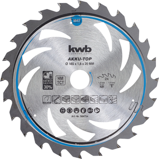 kwb TCT rundsavsklinge, 24 tænder, Ø165 x 1,6 x 20 mm