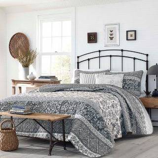 Stone Cottage - Queen Quilt Set Reversible Cotton Bedding With Matching Shams Letv?gts boligindretning til alle s?soner (Abbey Gray Queen)