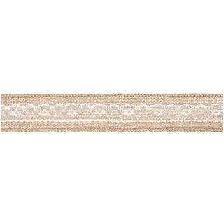 5 Meter Jute bånd med blonder 5 cm bred