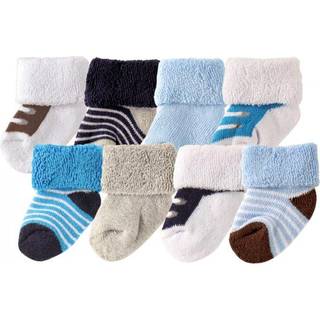 Luvable Friends Baby Boys Nyfødte og Terry Socks Blue Brown 0-6 måneder os