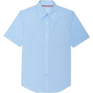 French Toast Boys Short Sleeve Classic Poplin Dress (Standard & Husky) Button Down Shirt Light Blue 18 US