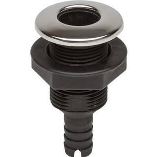 Skroggennemføring til slange med rustfri hætte, plast, lige, kuplet, G 1" (BSP) til 16 mm (5/8") slange, sort