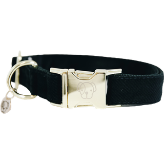 Kentucky Dog Collar corduroy - Sort - L 42-68 cm