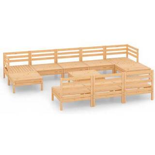 Loungesæt Til Haven 11 Dele Massivt Fyrretræ - Grå