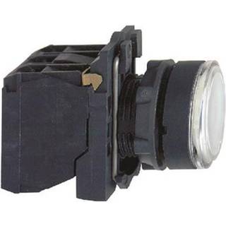 Schneider Electric Harmony XB5AW31M5 lampetryk komplet med LED og plan trykflade med fjeder-retur, Hvid