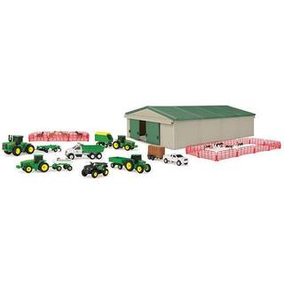 John Deere Die -Cast Farm Toys Playset - 1:64 skala - Inkluderer husdyr Machine Shed Toy Tractors Toy Trucks and Farm Tools - 70 Count - 8 ?r og