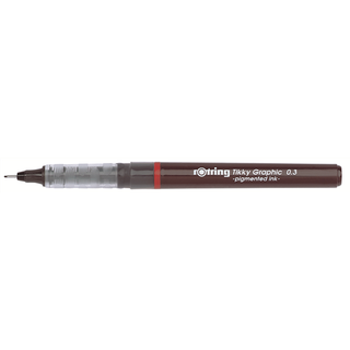 Rotring rOtring Tikky grafisk fiberspidspen | 0,30 mm | Sort blæk | Bourgogne tønder | Æske med 12