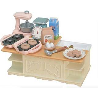 Calico Critters Kitchen Island - Toy Dollhouse -m?bler og accesories Set - Forbedre dit dukkehus med et funktionelt og interaktivt madlavningscen