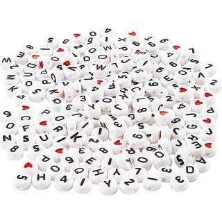Hvide Bogstavperler 7 mm - 200 g til Kreativitet