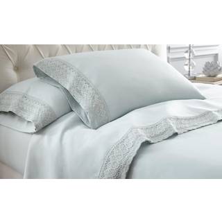 Moderne tr?de bl?de mikrofiber h?klet blonderplader - luksuri?se mikrofiber senget?j - inkluderer fladt ark monteret ark med dybe lommer og pudeb