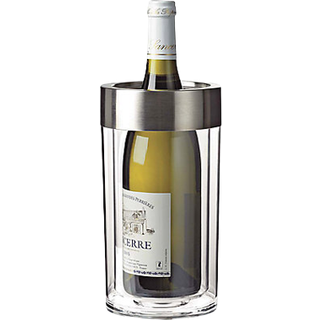 Vinentusiast Dobbeltvæg Icøs vinflaske Chiller - Premium termisk isoleret enkelt flaske spand til bordplade afkøling