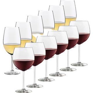Libbey Signatur Red and White Wine Glasses Set med 12 elegante opvaskemaskine Safe Glass Wine Glasses Party Wine Glasses til f?dselsdage bryllupp