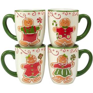 Certificeret International Holiday Magic Gingerbread 16 oz. Krus sæt på 4 4 tæller (pakke med 1) flerfarvet