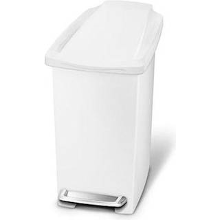 Simplehuman 10L slank pedalspand, hvid plastik
