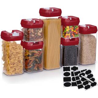 Cheer Collection Stackable Airtight Food Storage Containere - BPA Gratis plastfødevarearrangør til pantry med tør sletningsmarkør og etiketter hv