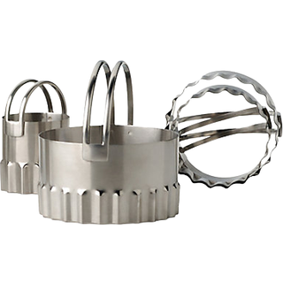 RSVP International Endurance Ripple Round Biscuit Cutters - S?t af rustfrit st?l p? 4 | Rede for nem opbevaring | For at sk?re tyk eller tynd dej
