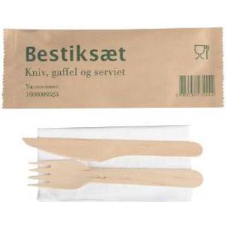 Bestiksæt, Birketræ, 400 sæt Kniv, gaffel, serviet, 16 cm